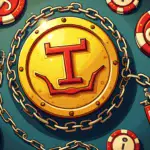 A comic-style illustration depicting the Telegram logo in chains with Indian authorities represented by handcuffs, surrounded by images of gambling chips, extortion signs, and a 'banned' stamp on top.