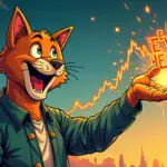 A comic illustration depicting Roaring Kitty (Keith Gill) holding a Chewy token logo in one hand and dropping it like Woody from Toy Story into an empty space below, with the Solana-based memecoin's price chart rising dramatically behind him.